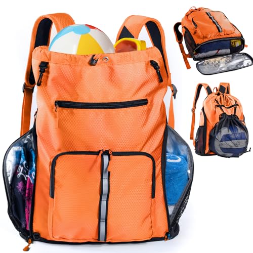 VIGEGARI Large Beach Backpack Waterproof Sandproof Customized Oversized Drawstring Pool Bag with Shoe Compartment for Toiletries Towels Gym Travel - Image 1