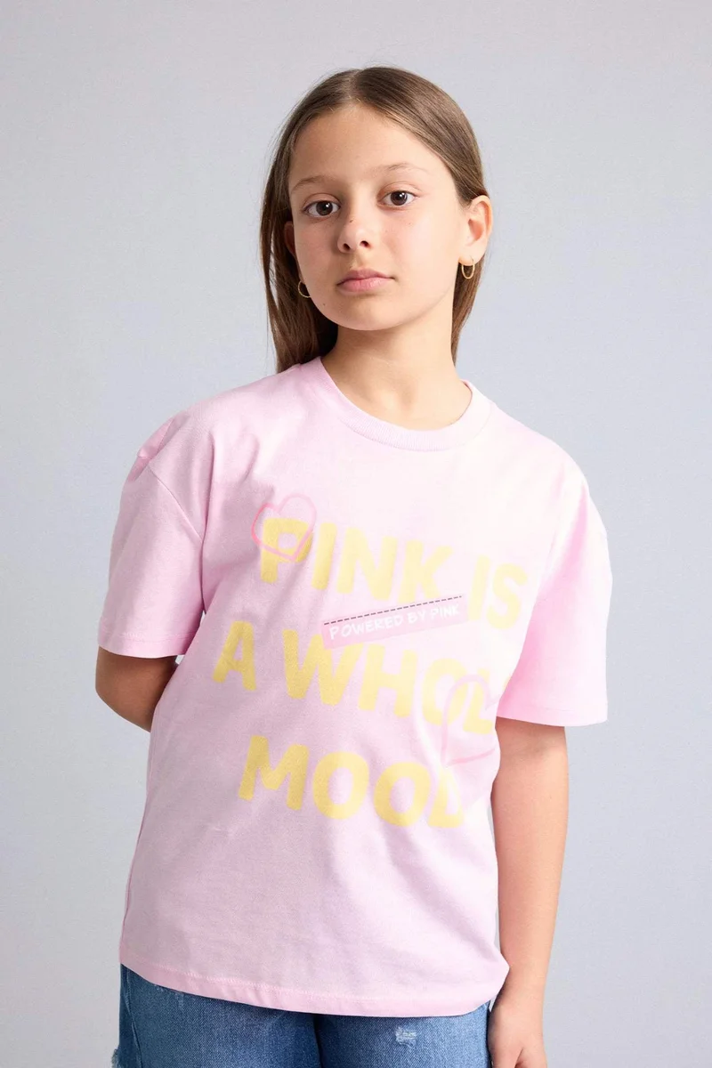 DeFacto Slogan Short Sleeve T-Shirt