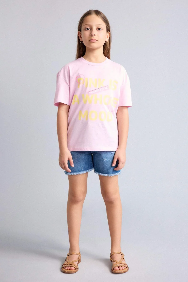 DeFacto Slogan Short Sleeve T-Shirt