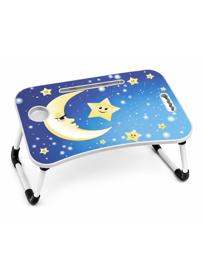 NUZKI Portable Folding Laptop Table With iPad And Cup Holder  Multi-functions Study Table, Bed Laptop Table 28x60x40cm - Image 1