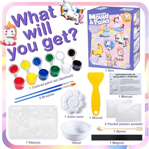 Storio Toys DIY Mould & Paint Craft Kit Unicorn Kids DIY Craft for 3+ Years Plaster Figurine Set with Pigments Palette & Mold Painting Art & Craft Set - Gift Toys for 3 4 5 6 7 8+ Year Multicolour - Image 5