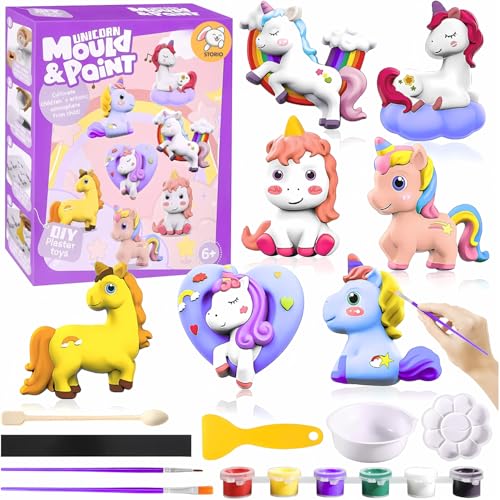 Storio Toys DIY Mould & Paint Craft Kit Unicorn Kids DIY Craft for 3+ Years Plaster Figurine Set with Pigments Palette & Mold Painting Art & Craft Set - Gift Toys for 3 4 5 6 7 8+ Year Multicolour - Image 1