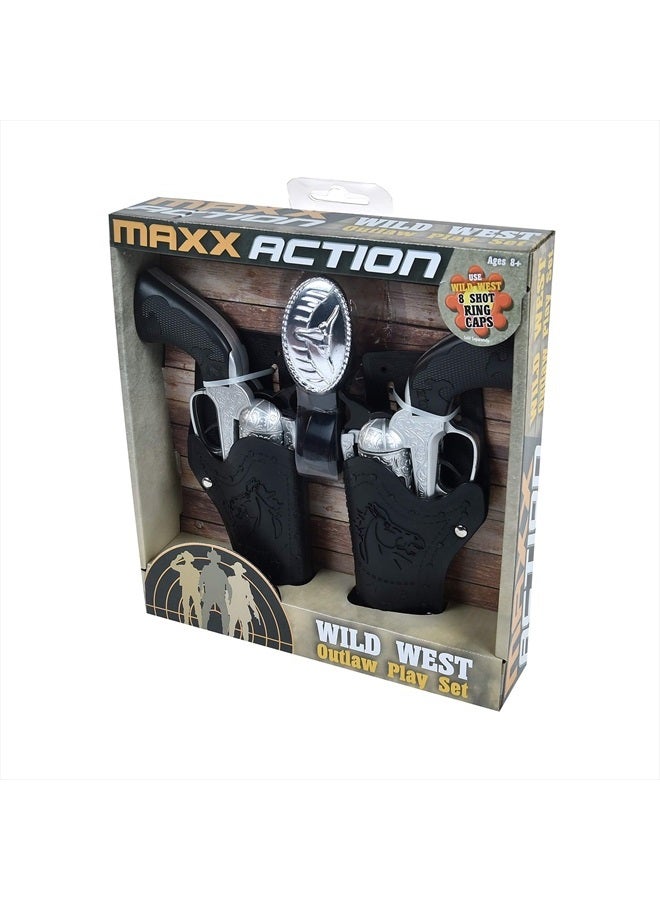 Sunny Days Entertainment Maxx Action Wild West Outlaw Play Set – 5 Piece Western Toy for Kids | Cowboy Sheriff Cap Blaster with Holster and Adjustable Belt | Ring Caps Sold Separately - Image 3