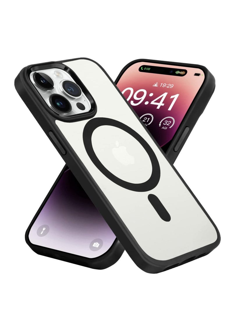Raxoom iPhone 14 Pro Case Cover with Mag-Safe Magnetic Translucent Matte Protective Cover Back Hard Shockproof Cases for Apple iPhone 14 Pro Phone Case(2022)(6.1 inch) Black  - Image 1
