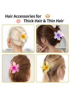 HAPTIME HAPTIME 10 Pack Flower Claw Clips for Women, Preppy Flower Hair Clips, Plumeria Hair Clip, Hawaiian Flower Hair Clips, Flower Clips for Hair, Gifts for Women Teen Girls  - Image 3