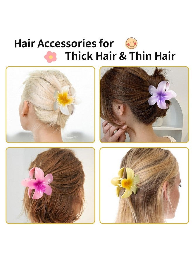 HAPTIME HAPTIME 10 Pack Flower Claw Clips for Women, Preppy Flower Hair Clips, Plumeria Hair Clip, Hawaiian Flower Hair Clips, Flower Clips for Hair, Gifts for Women Teen Girls  - Image 3