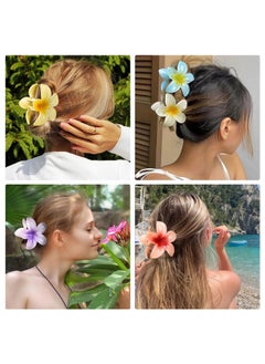 HAPTIME HAPTIME 10 Pack Flower Claw Clips for Women, Preppy Flower Hair Clips, Plumeria Hair Clip, Hawaiian Flower Hair Clips, Flower Clips for Hair, Gifts for Women Teen Girls  - Image 4