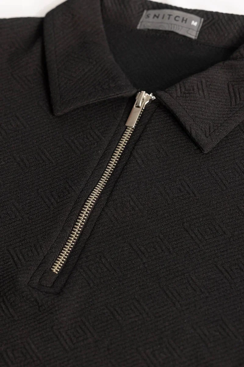 سنيتش تيشيرت بولو مطبوع أسود