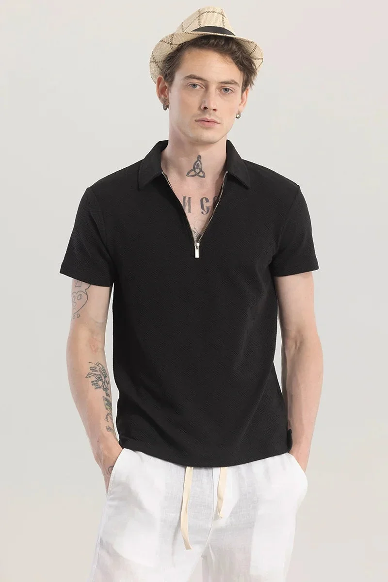 سنيتش تيشيرت بولو مطبوع أسود