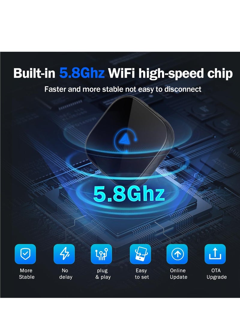 KASTWAVE - Wireless CarPlay & Android Auto Adapter 2024 - Two-Channel Connection, Converts Wired to Wireless, Plug & Play. Auto Connects via 5GHz WiFi for Cars from 2015+, Black - Image 1