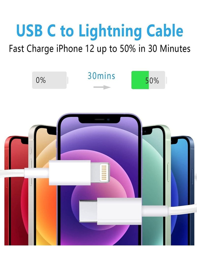 ELTRAZONE USB C to Lightning Cable 3Pack 3FT/1M [MFi Certified] iPhone Fast Charger Cable USB-C Power Delivery Charging Cord for iPhone 14/13/12/12 PRO Max/12 Mini/11/11PRO/XS/Max/XR/X/8/8Plus/iPad, White  - Image 2