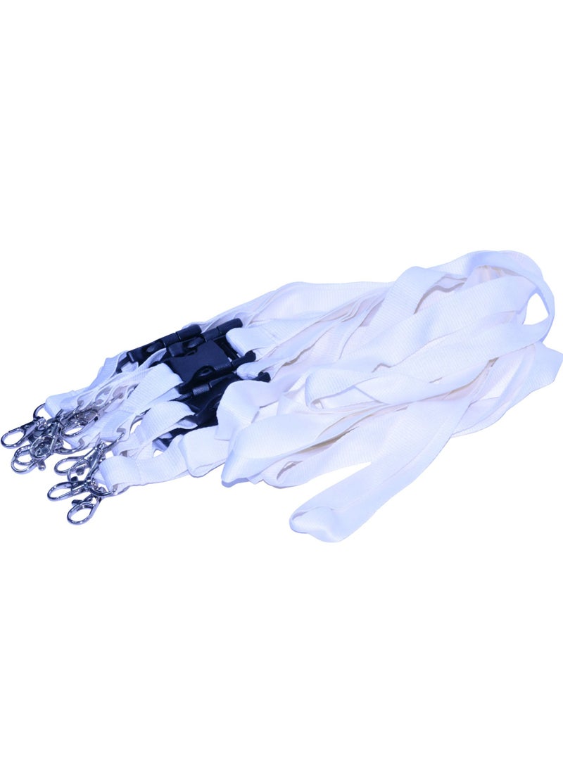 FIS Pack of 50 Pieces Flat Lanyard With Hook And Safety Buckle White  - Image 1