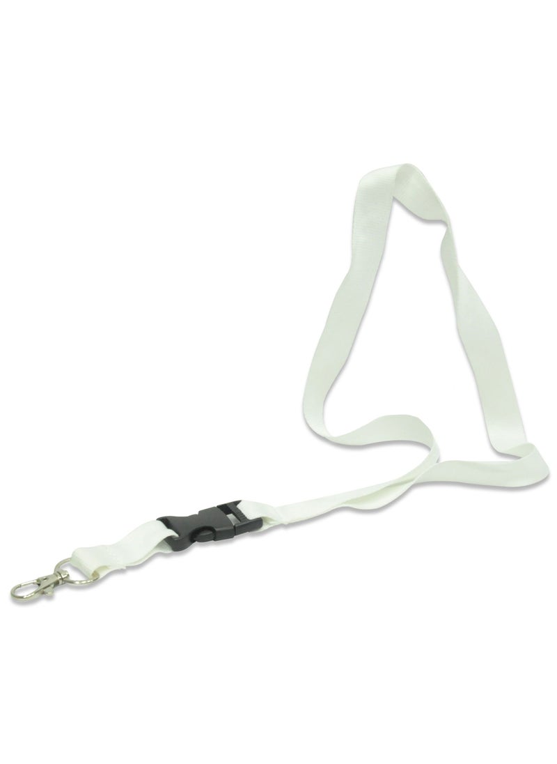 FIS Pack of 50 Pieces Flat Lanyard With Hook And Safety Buckle White  - Image 2