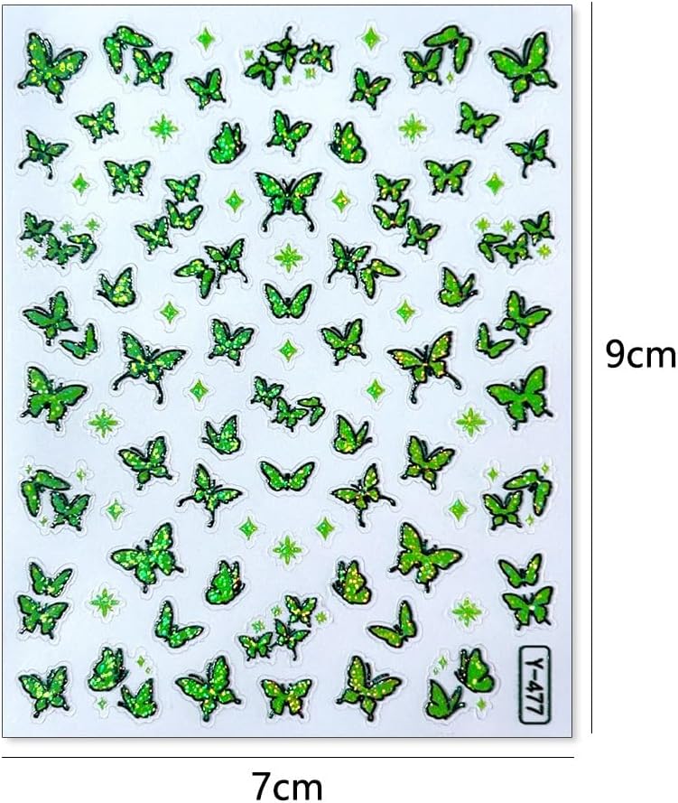 Sevgob 4Sheets Butterfly Nail Stickers 5D Embossed Purple Blue Green Black Nail Decals Animal Prints Nail Designs Spring Nails Supplies 3D Self-Adhesive Cute Nails Stickers Decals for Women DIY Manicure - Image 2