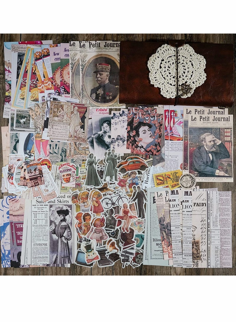 Vintage Scrapbook Supplies Pack for Art Journaling Bullet Junk Journal Planners DIY Paper Stickers Craft Kits Notebook Collage Al Aesthetic Cottagecore Picture Frames (200 Pieces) (Retro Memory)  - Image 5