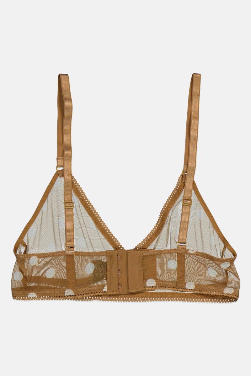 MONKI Women Polka Dots Non Padded Triangle Bra, Medium Brown - Image 2