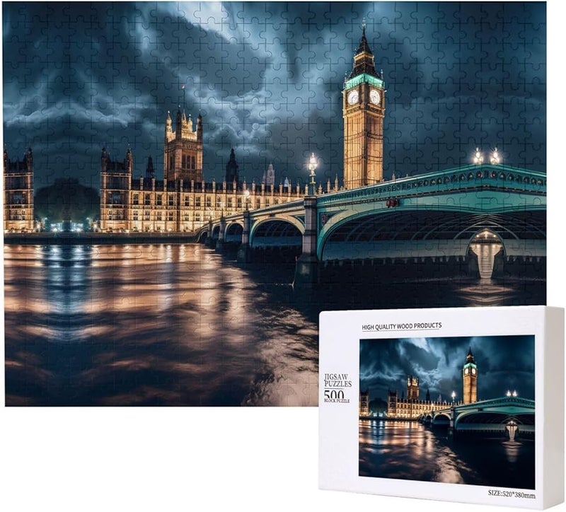 بيغ بن لندن إنجلترا 500 قطعة لغز للأشخاص البالغين ديكور المنزل 20.4 × 15 بوصة - Image 1