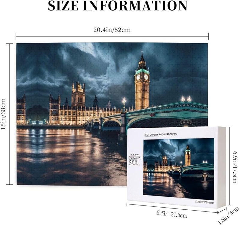بيغ بن لندن إنجلترا 500 قطعة لغز للأشخاص البالغين ديكور المنزل 20.4 × 15 بوصة - Image 5