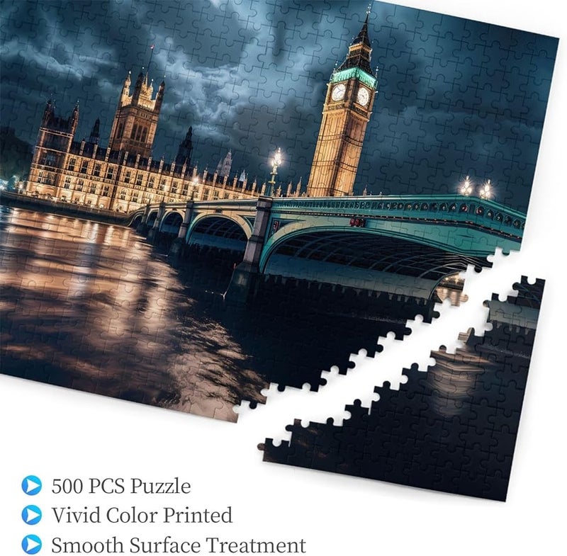 بيغ بن لندن إنجلترا 500 قطعة لغز للأشخاص البالغين ديكور المنزل 20.4 × 15 بوصة - Image 3