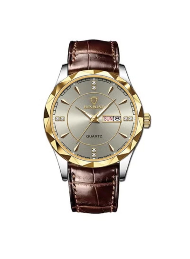 BINBOND Men's Luxury  Watch with Dual Calendar, Quartz Movement, 30M Waterproof - Image 1