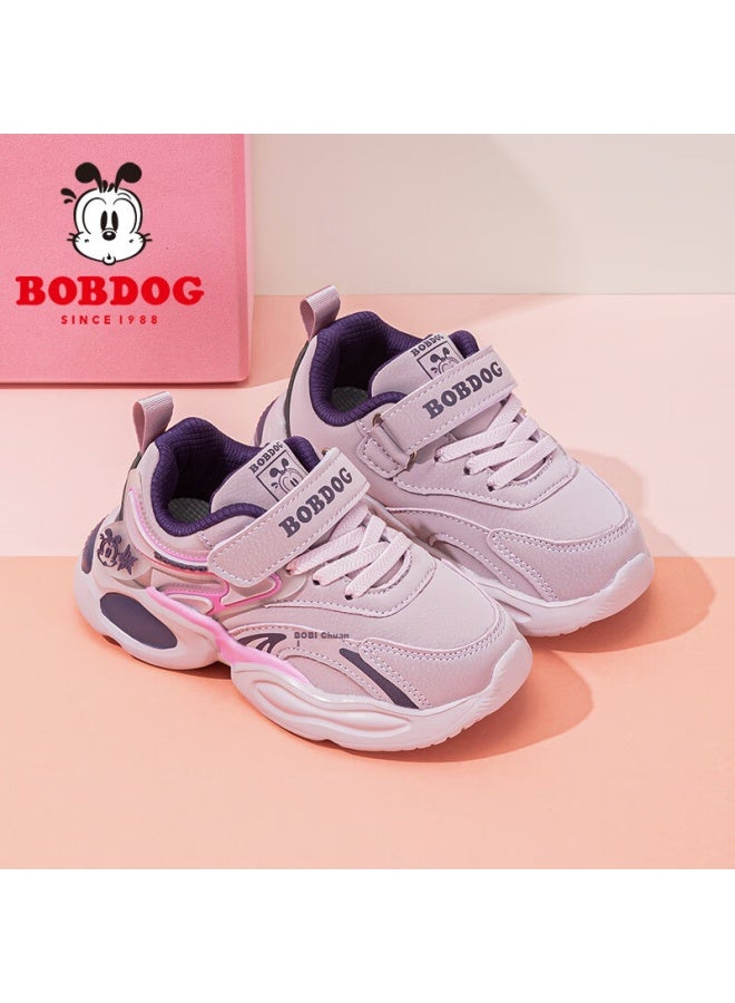 Bobdog Kids' Autumn Sports Shoes Leather Soft Bottom Girls' Running Shoes 101543176 Roland Purple/deep Purple Size 27 - Image 3