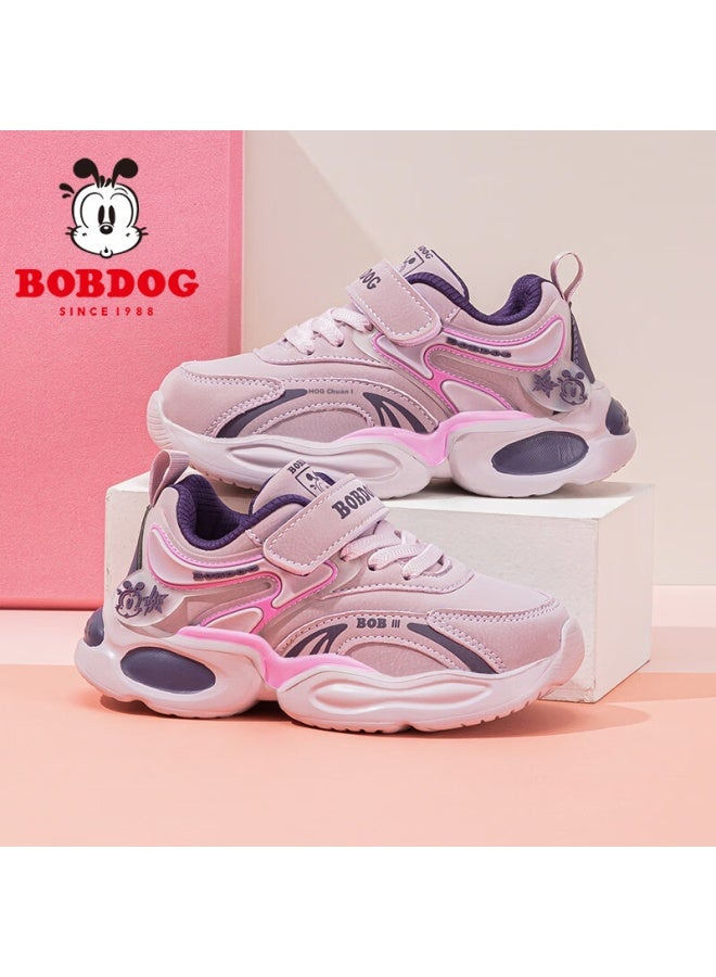 Bobdog Kids' Autumn Sports Shoes Leather Soft Bottom Girls' Running Shoes 101543176 Roland Purple/deep Purple Size 27 - Image 1