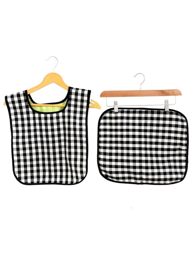 Switchon Waterproof Cotton Checks Design Multi Purpose Apron with Cloth Plate for Kids - Black and White, Proudly Made in India - Image 4
