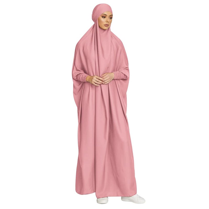 ODIZLI Muslim Dress For Women Abayas Arabic Dress For Women Muslim Prayer Robes Hijab Dresses Floor Length Farasha Kaftan Modern Jilbab Arabian Islamic Clothes For Muslim Women Eid Dresses Pink One Size - Image 2