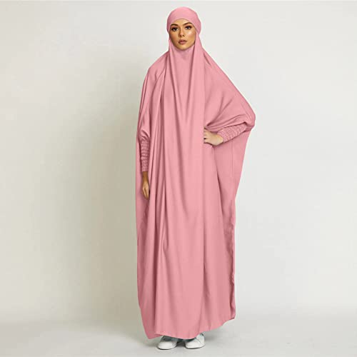ODIZLI Muslim Dress For Women Abayas Arabic Dress For Women Muslim Prayer Robes Hijab Dresses Floor Length Farasha Kaftan Modern Jilbab Arabian Islamic Clothes For Muslim Women Eid Dresses Pink One Size - Image 3