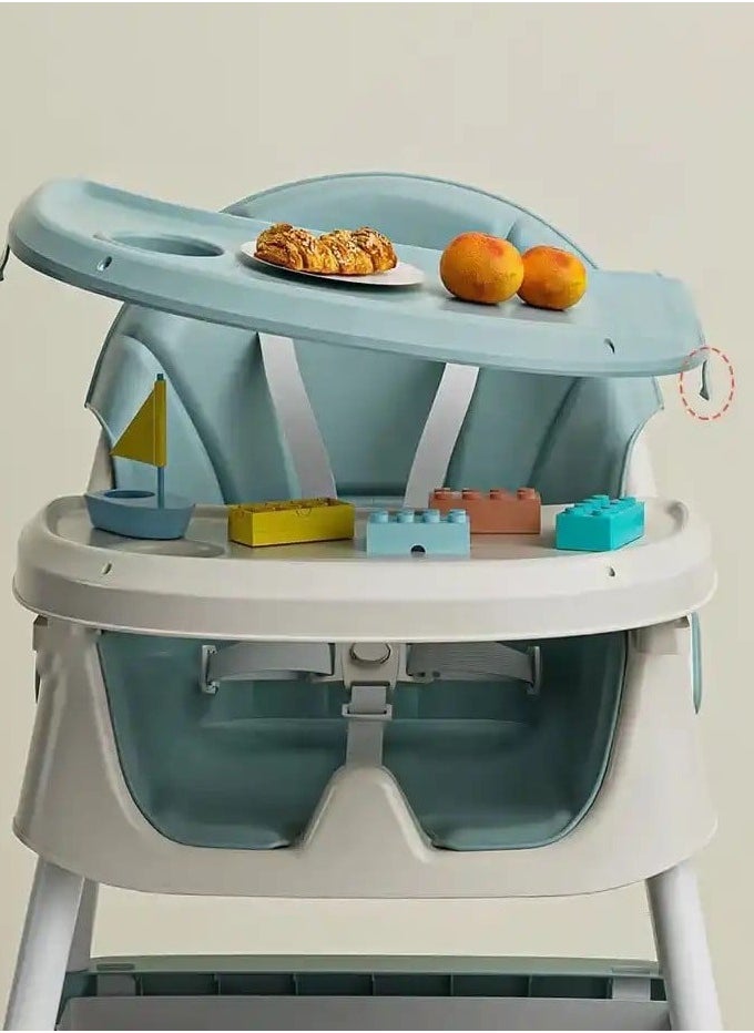Kidilo - Kidillo Baby High Chair with Footrest, Toddler Feeding Booster Seat with Tray, Wheels, Toy Bar and Safety Harness for Kids - Image 1