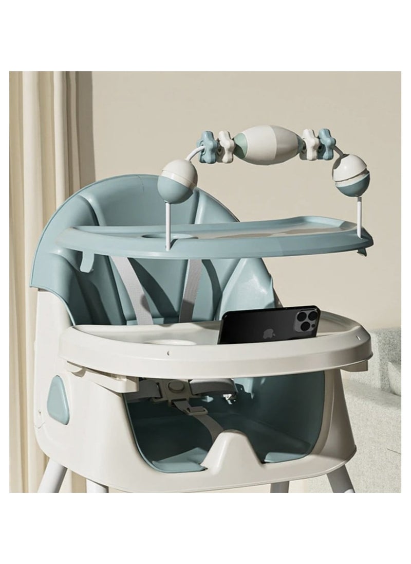 Kidilo - Kidillo Baby High Chair with Footrest, Toddler Feeding Booster Seat with Tray, Wheels, Toy Bar and Safety Harness for Kids - Image 1