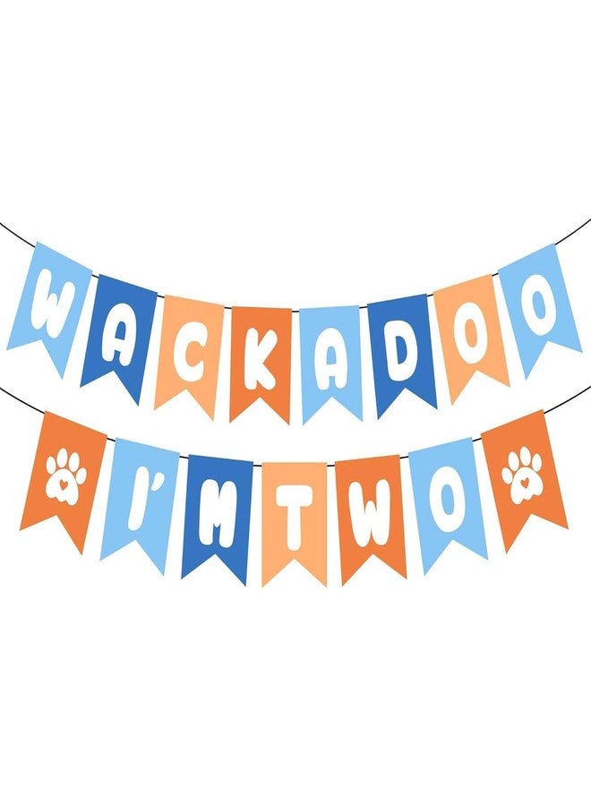 Vozekrod Puppy Themed 2nd Birthday Decorations Banner, Blue and Orange I'm Two Party Garland, Pre-Strung Dog Birthday Banner for Boys/Girls - Image 1