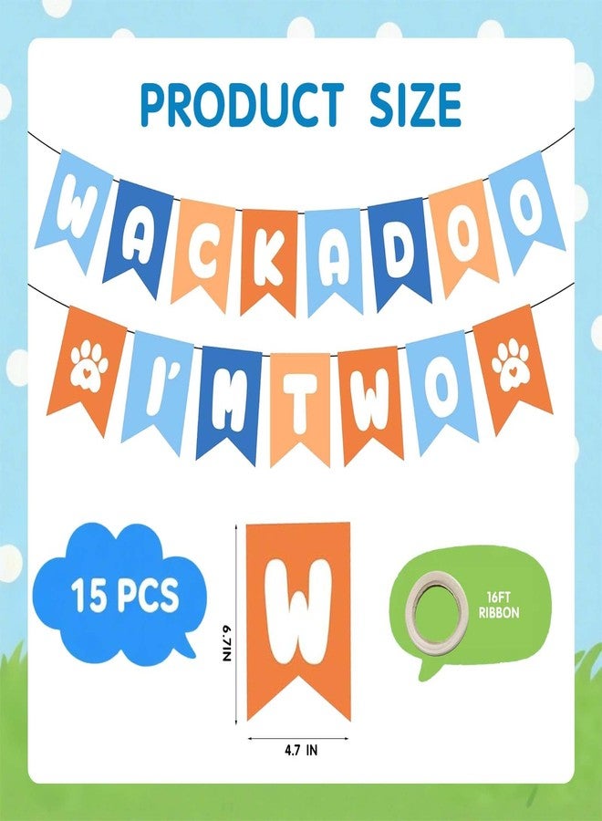 Vozekrod Puppy Themed 2nd Birthday Decorations Banner, Blue and Orange I'm Two Party Garland, Pre-Strung Dog Birthday Banner for Boys/Girls - Image 2