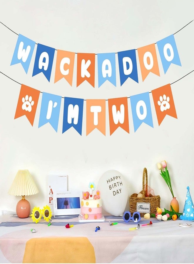 Vozekrod Puppy Themed 2nd Birthday Decorations Banner, Blue and Orange I'm Two Party Garland, Pre-Strung Dog Birthday Banner for Boys/Girls - Image 4