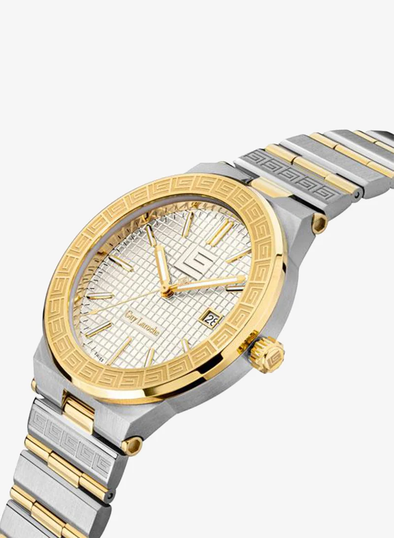 Guy Laroche Sacha 42mm Men's Analog Swiss Watch with Two-tone Gold Stainless Steel Bracelet