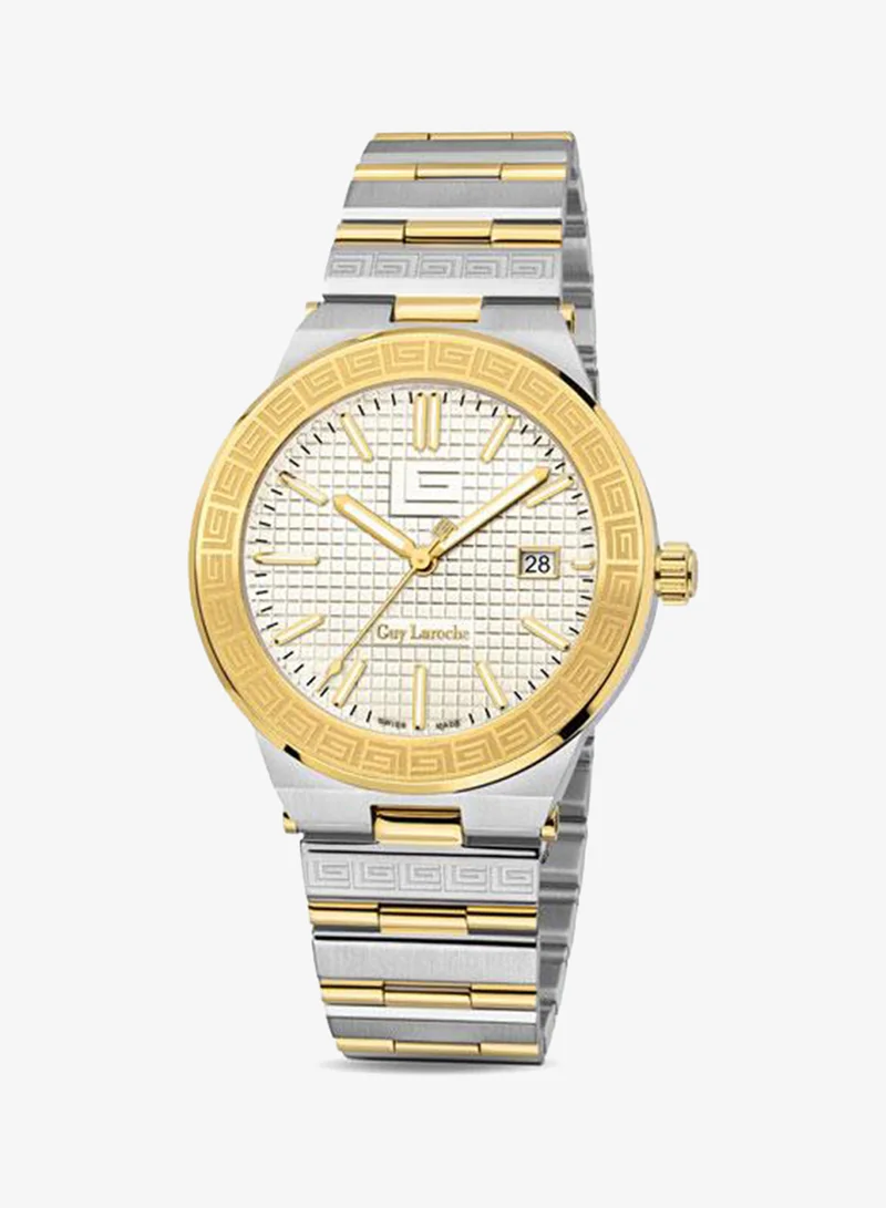 Guy Laroche Sacha 42mm Men's Analog Swiss Watch with Two-tone Gold Stainless Steel Bracelet