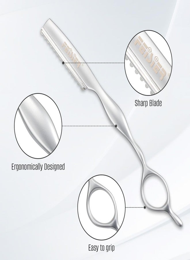 FEISIER Stainless Steel Hair Thinning Styling Razors for Cutting Hair, Texturizing Cutting Razor for Salon and Home,10 PCS Sharp Blades Included - Image 2