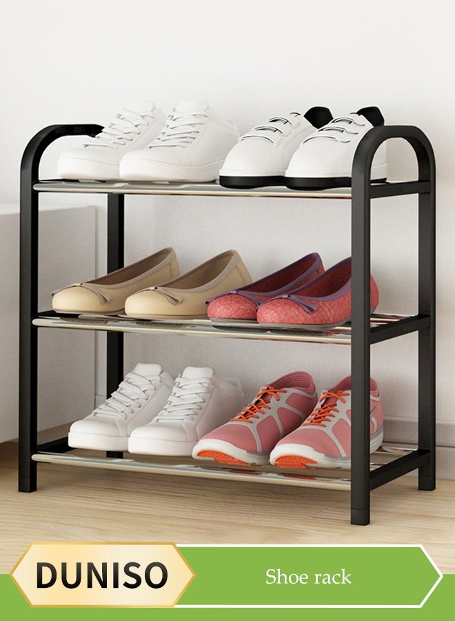 DUNISO رف أحذية ثلاثي الطبقات، رف تخزين أحذية، رف أحذية مستقل، مقاوم للرطوبة والصدأ، سهل التجميع، مناسب للممرات، الشرفات، غرف النوم، 42 * 19 * 44 سم - Image 1