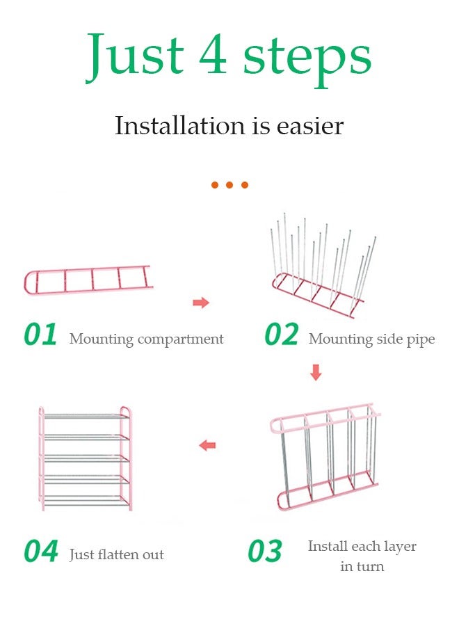 DUNISO رف أحذية ثلاثي الطبقات، رف تخزين أحذية، رف أحذية مستقل، مقاوم للرطوبة والصدأ، سهل التجميع، مناسب للممرات، الشرفات، غرف النوم، 42 * 19 * 44 سم - Image 5