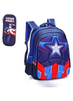 TRASSLE TRASSL Kids 3D Comic Book Hero School Bag and Stationery Box Set - 32x18x42cm Bag with 23x10x4.5cm Box - Large Capacity, Waterproof，Lightweight Schoolbag for Pupils  - Image 1