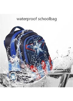 TRASSLE TRASSL Kids 3D Comic Book Hero School Bag and Stationery Box Set - 32x18x42cm Bag with 23x10x4.5cm Box - Large Capacity, Waterproof，Lightweight Schoolbag for Pupils  - Image 4