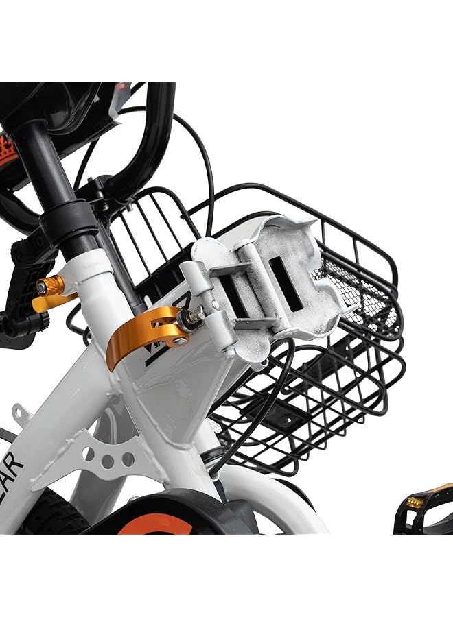 MOUNTAIN GEAR Foldable Kids Bike Bike Bicycle With Hand Brake Tools Carrier Seat And Basket Boys & Grils White 12 Inch Mgfb03 - Image 4