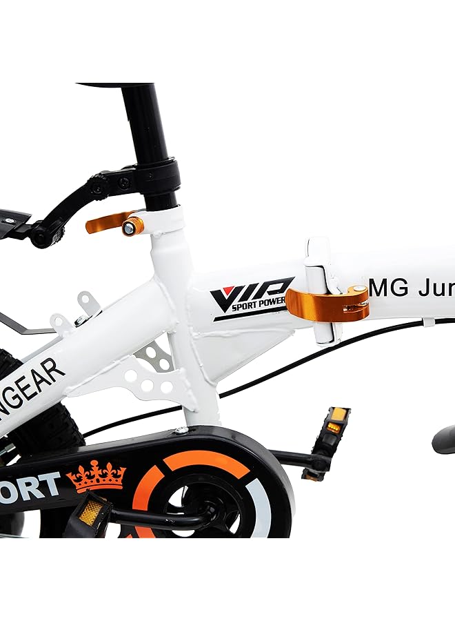 MOUNTAIN GEAR Foldable Kids Bike Bike Bicycle With Hand Brake Tools Carrier Seat And Basket Boys & Grils White 12 Inch Mgfb03 - Image 3