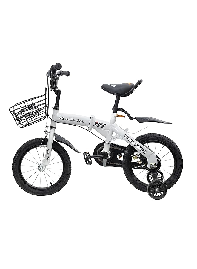 MOUNTAIN GEAR Foldable Kids Bike Bike Bicycle With Hand Brake Tools Carrier Seat And Basket Boys & Grils White 12 Inch Mgfb03 - Image 2