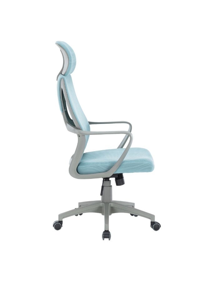DANUBE HOME Baston High Back Office Chair Ergonomic Office Chair | Modern Desk Computer Chair | Swivel Office Chair | Adjustable Height Chair L61xW60xH117-127cm - Blue - Image 4