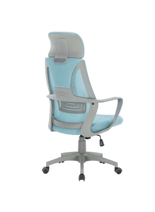 DANUBE HOME Baston High Back Office Chair Ergonomic Office Chair | Modern Desk Computer Chair | Swivel Office Chair | Adjustable Height Chair L61xW60xH117-127cm - Blue - Image 5