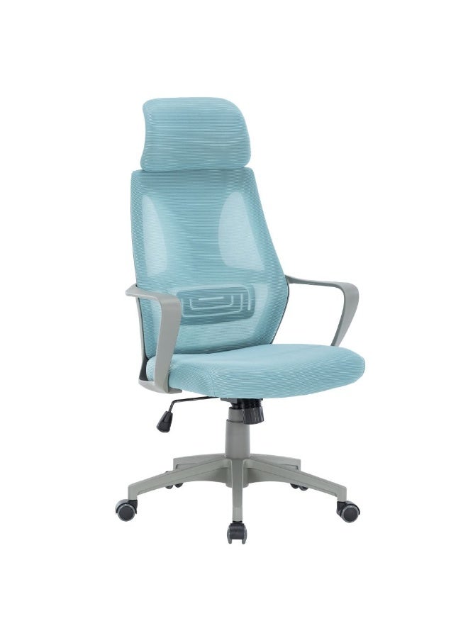 DANUBE HOME Baston High Back Office Chair Ergonomic Office Chair | Modern Desk Computer Chair | Swivel Office Chair | Adjustable Height Chair L61xW60xH117-127cm - Blue - Image 3