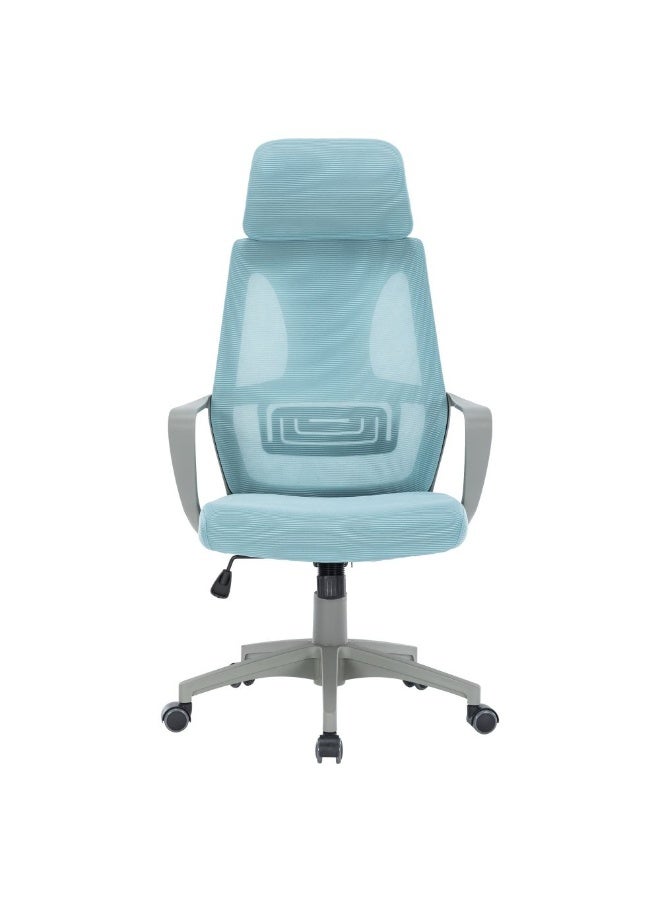 DANUBE HOME Baston High Back Office Chair Ergonomic Office Chair | Modern Desk Computer Chair | Swivel Office Chair | Adjustable Height Chair L61xW60xH117-127cm - Blue - Image 2