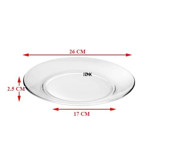 BINZO Glass Dinner Plates Set of 6 10 Inch Big Full Size Plate for Eating Dinner Microwave Dishwasher Safe Transparent Pack of 10 Inch Set of 6 pcs - Image 3