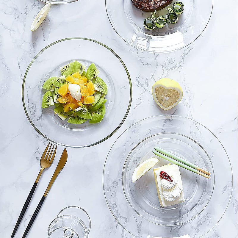 BINZO Glass Dinner Plates Set of 6 10 Inch Big Full Size Plate for Eating Dinner Microwave Dishwasher Safe Transparent Pack of 10 Inch Set of 6 pcs - Image 2